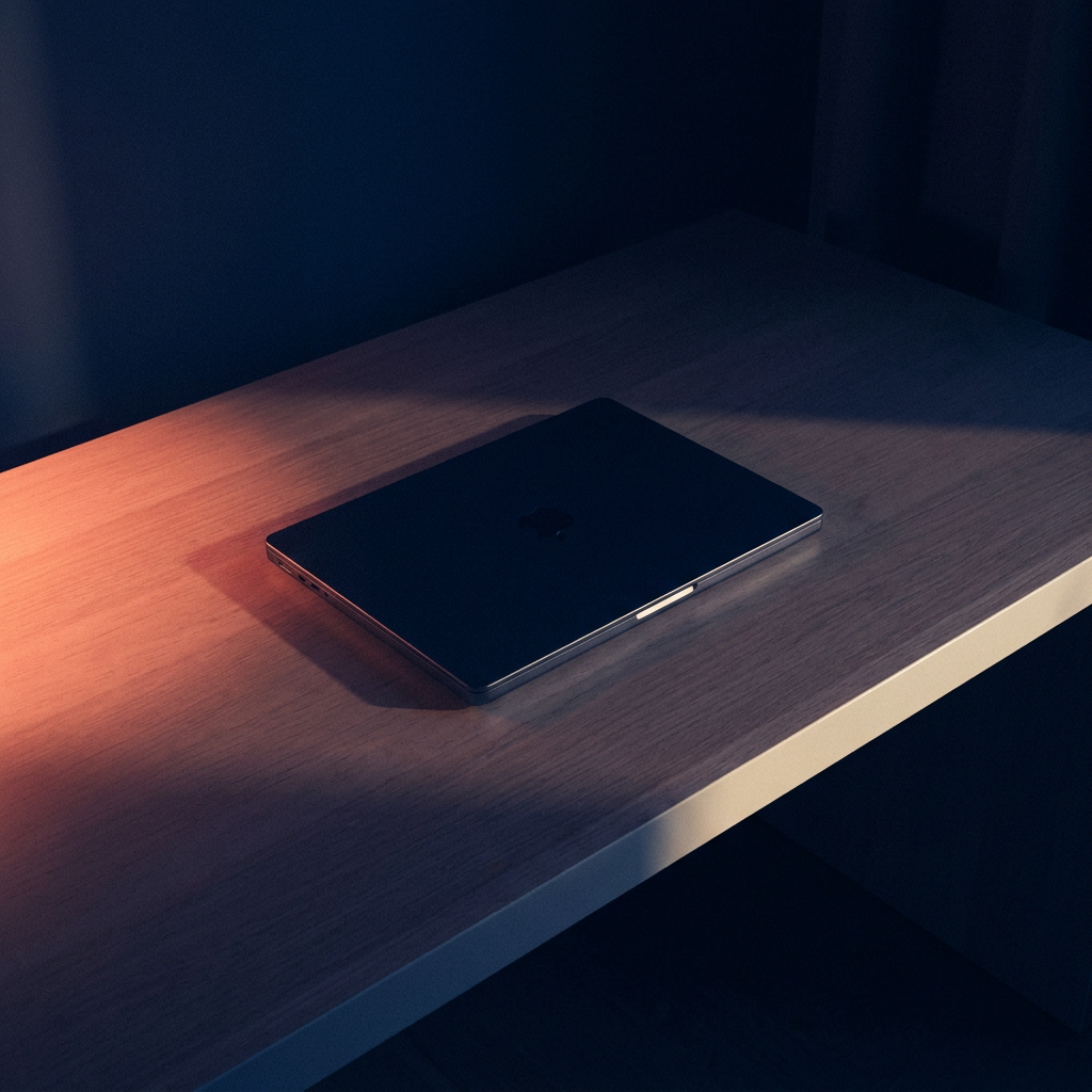 An empty desk in a calm, dim room suggesting recovered time
